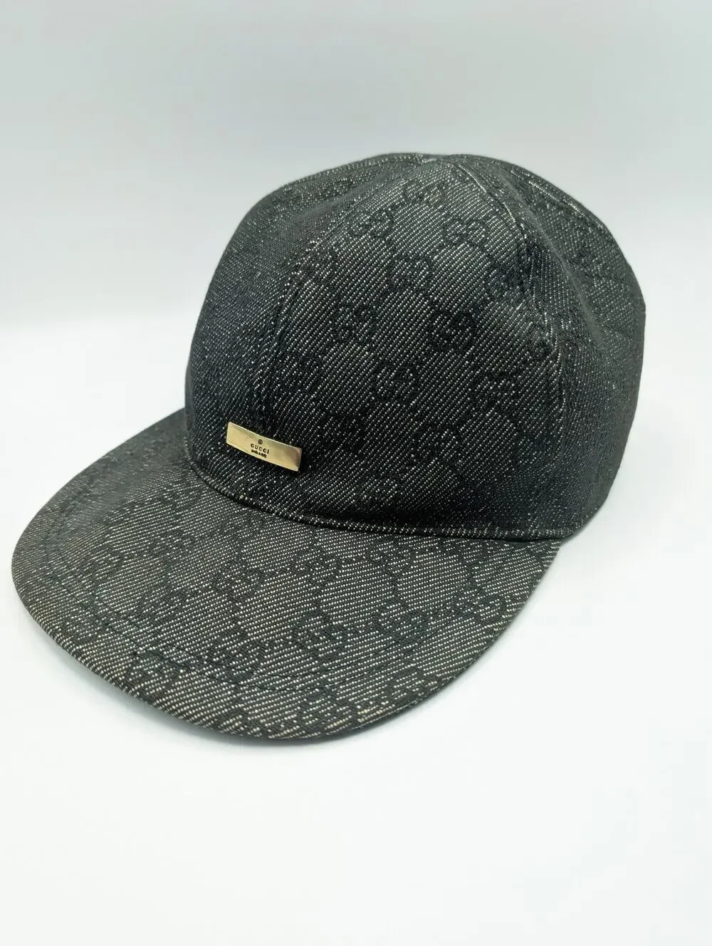 Auth GG Black Canvas/Gold Hardware Baseball Cap Unisex Size Large w/ Dust Bag